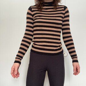 Black and Tan Striped Turtleneck "Mango"